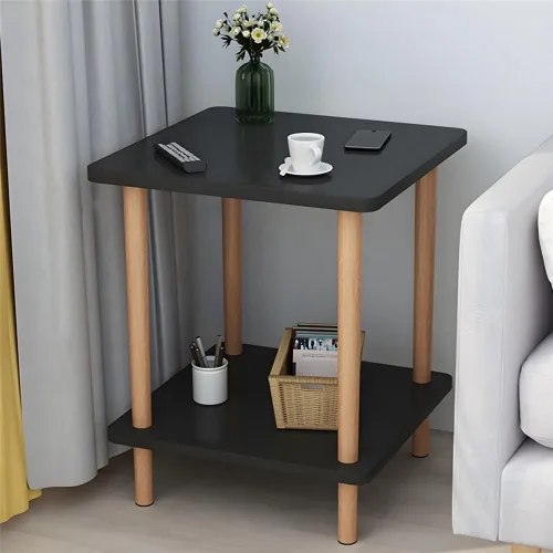 Vista 16 de Mesa auxiliar contemporánea de estilo redondo simple, mesa auxiliar de madera maciza, mesa auxiliar para espacios pequeños, mesitas de noche