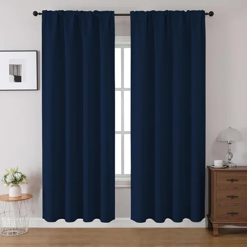 Vista 40 de CUCRAF Cortinas opacas de 45 pulgadas de largo, juego de 2 paneles para dormitorio, bolsillo para cortinero, cortinas de oscurecimiento