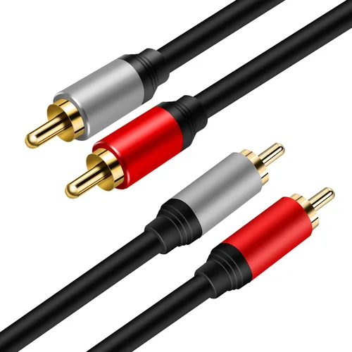 Vista 2 de Tan QY Cable 2RCA a 2RCA de 10 pies, chapado en oro, 2 RCA macho a 2 RCA macho, cable de audio estéreo para cine en casa, HDTV, consolas