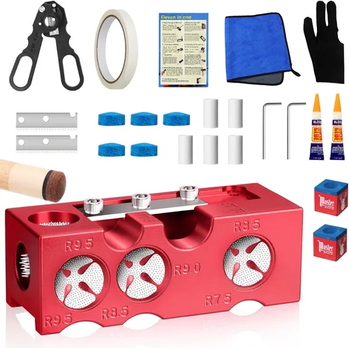 Vista 7 de 11-in-1 Pool Cue Tips Replacement Kit, Pool Cue Tip Shaper, Blue