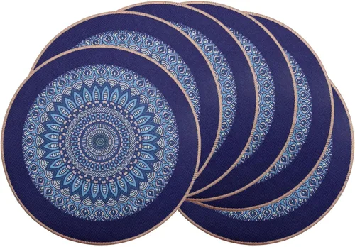 Vista 41 de PIGCHCY Juego de 4 manteles individuales en forma de cuña para mesa de comedor, tejido cruzado, lavables, resistentes al calor, manteles Bambúes