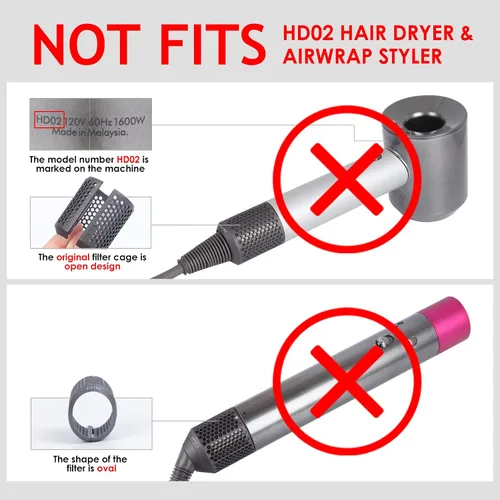Vista 2 de Reemplazo de malla de filtro de secador de pelo mejorado para Dyson Supersonic HD01 HD03 HD08, accesorio para secador de pelo, jaula de filtro