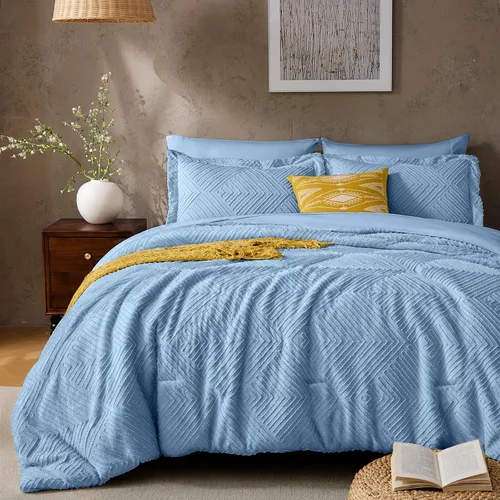 Vista 20 de JOLLYVOGUE Juego de edredón Queen de 7 piezas, cama bohemia copetuda en una Edredón ultra suave, certificado OEKO-TEX, para todas las estaciones