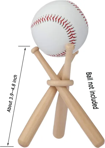 Vista 3 de BaseGoal La exhibición de madera del soporte del sóftbol del béisbol consta de 3 mini bates de béisbol y 1 círculo de madera Baseball Softball