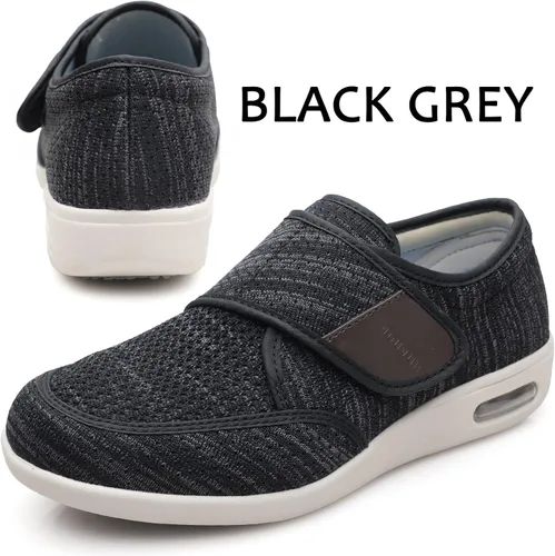 Vista 2 de youyun Zapatos para diabéticos de hombre de ancho X-ancho para hombres mayores, cierre ajustable, transpirables, ligeros, antideslizantes para pies