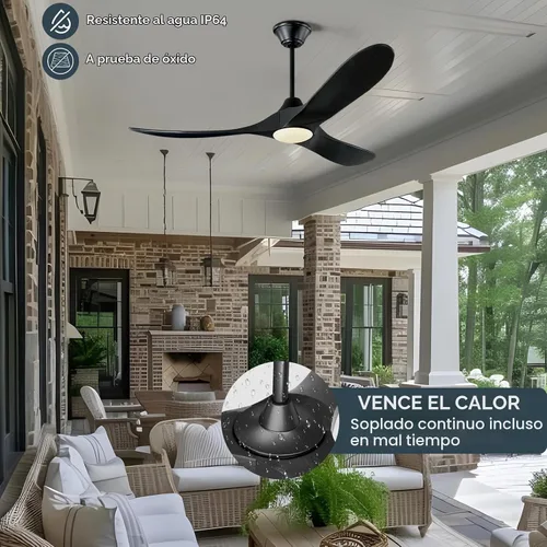 Vista 7 de Ventilador de techo inteligente negro de 52 pulgadas con luces, ventilador de techo para exteriores para patio, ventilador de techo de 3 aspas