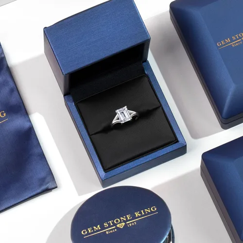 Vista 11 de Gem Stone King Anillo de compromiso solitario con diseño clásico de vástago dividido para mujer, plata de ley 925, piedra natal de piedra preciosa