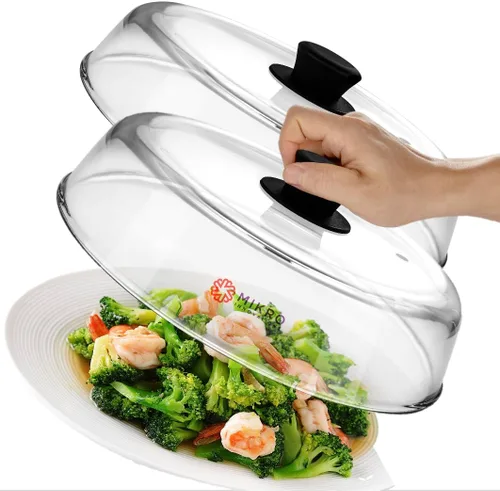 Vista 9 de Cubierta de vidrio para salpicaduras de microondas para plato de alimentos, resistente protector de salpicaduras de vidrio de borosilicato con Negro