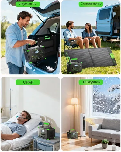 Vista 8 de GRECELL - Generador solar de 1000 W con panel solar portátil de 200 W, estación de energía portátil de 999 Wh, generador con batería de litio