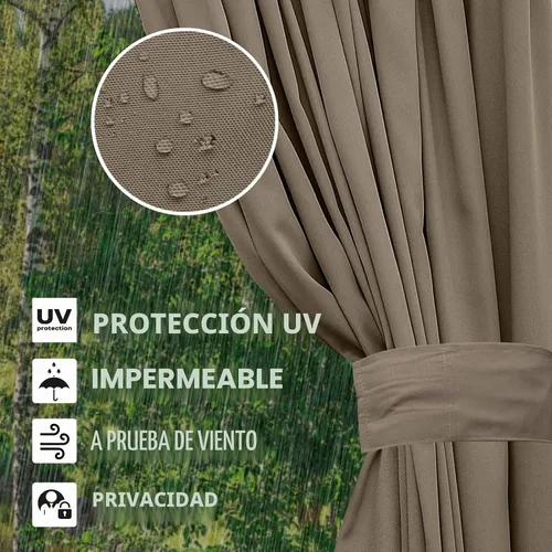 Vista 5 de Cortinas Gazebo de 10 x 10 pies para exteriores, impermeables, 4 paneles, cortinas de pared lateral, repuesto universal con cremallera para patio