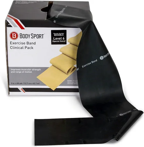 Vista 11 de Body Sport Bandas de ejercicio: bandas de resistencia en rollos de 50 yardas para fitness, estiramiento o terapia física