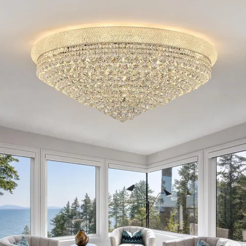 Vista 10 de Lámpara de Araña de Cristal de 3 Luces Empotrada en el Techo para Sala de Estar, Comedor, Dormitorio, Vestíbulo, Entrada, Pasillo, Armario, Baño