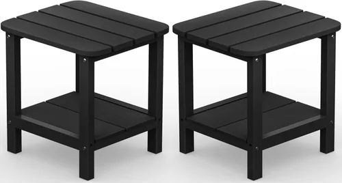 Vista 33 de SERWALL Mesa auxiliar Double Adirondack, Mesa auxiliar de forma rectangular, Negra