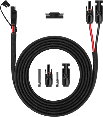Vista 10 de iGreely Cable conector de panel solar de 2 pies, adaptador SAE de 10 AWG a macho y hembra, cable de extensión fotovoltaica para panel solar