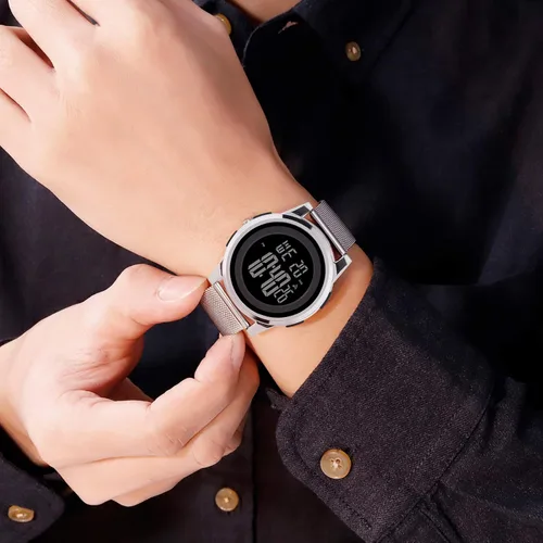 Vista 4 de YUINK Mens Watch Ultra-Thin Digital Sports Watch Waterproof Stainless Steel Fashion Wrist Watch for Men Women