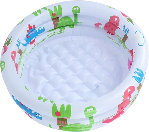 Vista 2 de Piscina infantil inflable redonda blanca de PVC para niños y niños pequeños, fácil de almacenar y transportar, ideal para patio trasero, baño, playa
