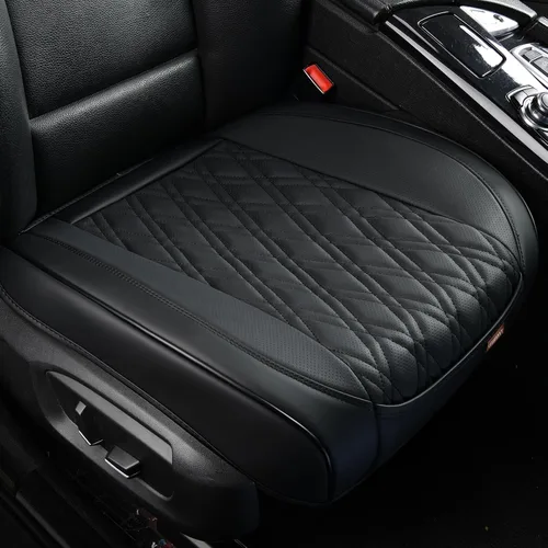 Vista 14 de TIEHESYT 2 fundas de piel de napa para automóviles, funda de asiento delantero inferior para automóvil, cojín de asiento sin respaldo