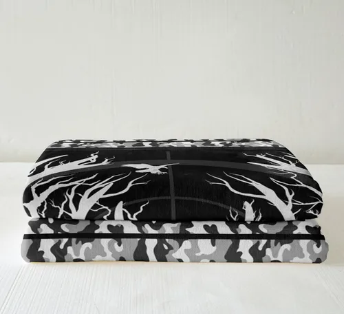 Vista 4 de Manfei Manta de camuflaje gris para sofá, manta de cama temática de caza de animales salvajes para niños y adultos, decoración de habitación, manta