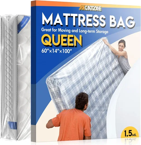 Vista 17 de 2 bolsas de colchón de plástico para almacenamiento en movimiento, funda de colchón impermeable, protector de colchón para suministros de mudanza