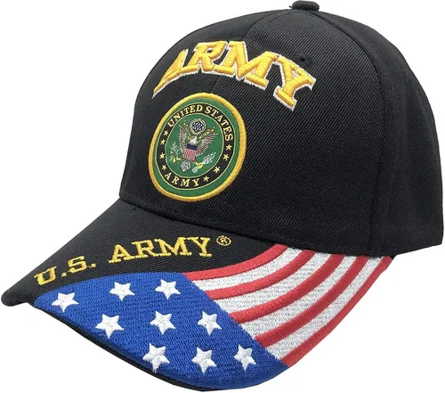 Vista 6 de Gorras de béisbol del ejército, ropa militar, veterano jubilado, bordado 3D, ajustable Camuflaje militar con bandera