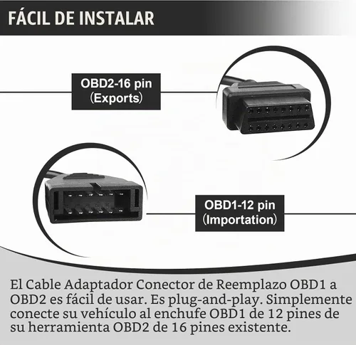 Vista 6 de Adaptador OBD1 a OBD2, lector de código de cable automático, herramienta de extensión de diagnóstico, OBD1 de 12 pines a OBD2 16 pines, cable