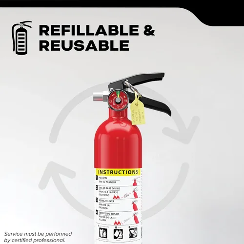 Vista 6 de Kidde Extintor de fuego de grado comercial para oficina, escuelas, recargable 1A10BC Extintor recargable y reutilizable para pequeños incendios