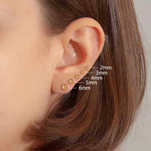 Vista 6 de 68 pares de aretes de oro para mujer, paquete múltiple, hipoalergénicos, surtidos para niñas, múltiples piercings, circonita cúbica, perla