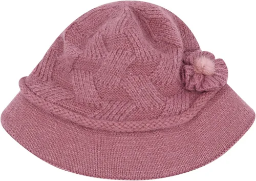 Vista 103 de C-US - Gorro de punto cálido para mujer, con visera de ganchillo con acento de flores