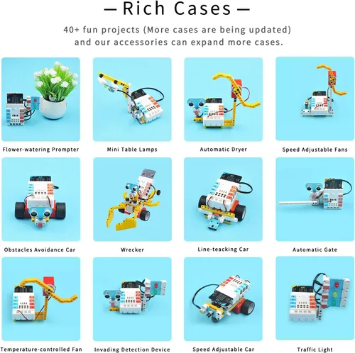 Vista 3 de ELECFREAKS Microbit Nezha Inventor Kit Planet X Sensores de arranque con más de 40 proyectos de aprendizaje y más de 400 ladrillos, placa