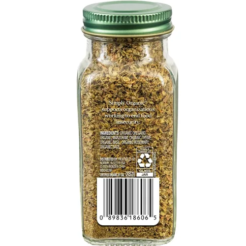 Vista 2 de Simply Organic Condimento italiano orgánico certificado, 0.95 onzas envase