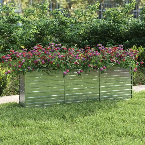 Vista 9 de Cama elevada para jardín, camas de jardín elevadas de metal para exteriores, camas de jardín elevadas galvanizadas para verduras, flores, hierbas