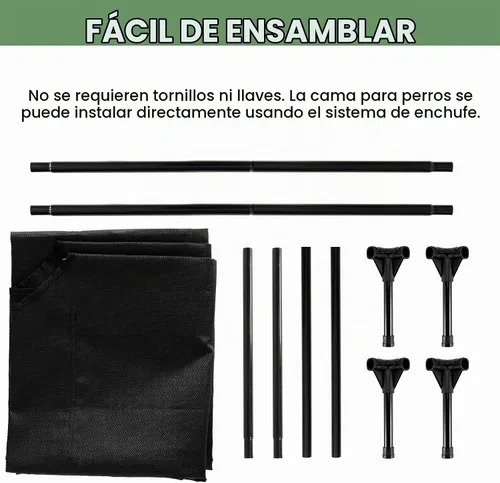 Vista 4 de Cama Elevada para Perros para Exteriores, Catre Elevado para Perros Medianos con Malla Lavable, Cuna Refrescante para Mascotas a Prueba de Mordidas