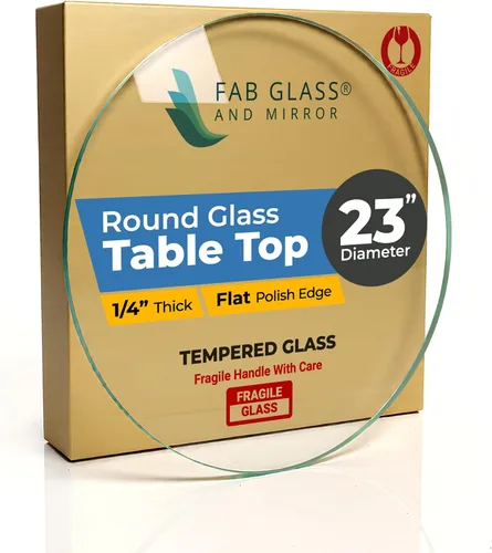 Vista 9 de Fab Glass - Mesa redonda de cristal de 48 in, grosor de 3/4 in, cristal pulido plano templado, Vidrio, Transparente
