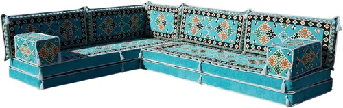 Vista 13 de arabicsofa Juego de asientos Jalsa en forma de L – Majlis árabe hecho a mano con almohadas de respaldo