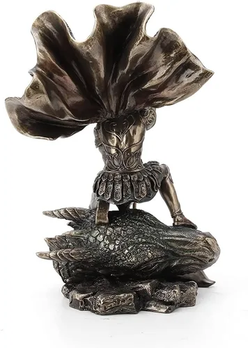 Vista 4 de Veronese Design Estatua de fantasía de Saint George The Dragon Slayer de 11 3/8 pulgadas, resina bronceada fundida en frío, decoración del hogar
