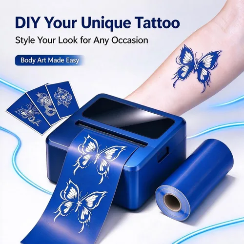 Vista 6 de Impresora portátil de transferencia de tatuajes, azul