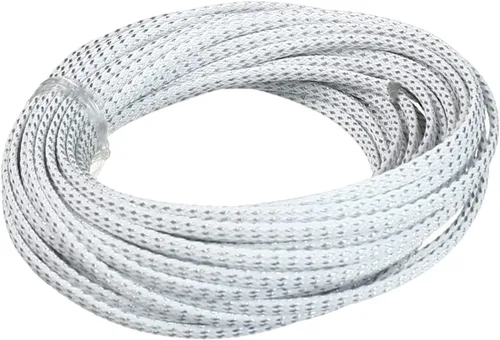 Vista 7 de Bettomshin 1 funda de organización de cables de 32.8 pies (32.8 ft), protector de cable PET plateado y blanco, protector de cable PET plateado