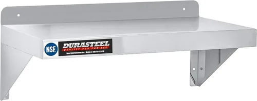 Vista 4 de DuraSteel Estante de pared de acero inoxidable, 24 pulgadas de ancho x 12 pulgadas de profundidad, grado comercial, certificado NSF