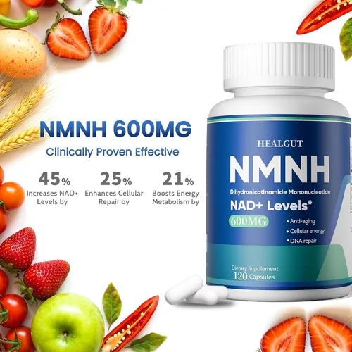 Vista 8 de Suplemento liposomal NAD puro de 600 mg de NMNH para mujeres y hombres - NMNH (mononucleótido de dihidronicinamida, alternativa a NMNN)