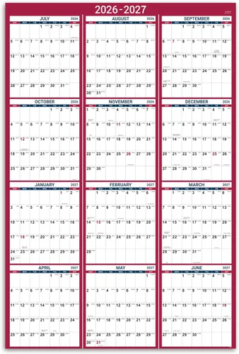 Vista 14 de 2026-2027 Yearly Wall Calendar - Calendar 2026-2027, July 2026 - June 2027