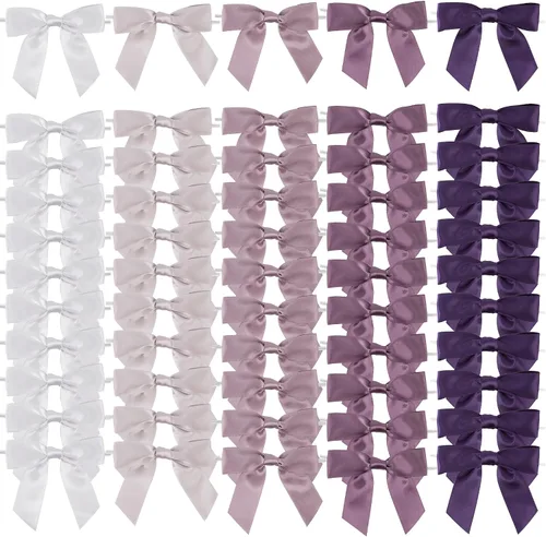 Vista 12 de AIMUDI Lazos de otoño de 5 colores, lazos de satén de color naranja quemado prefabricados de 3.5 pulgadas para Acción de Gracias, Halloween, boda