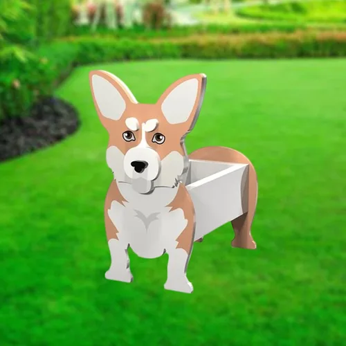 Vista 29 de XOOFMASS Lindas macetas de perro para plantas al aire libre, macetas de madera para perros, macetas en forma de perro, macetas para suculentas