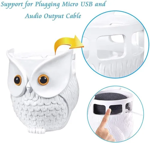 Vista 4 de Soporte de altavoz inteligente con forma de búho, bonita estatua decorativa de búho compatible con altavoces inteligentes como Echo Dot