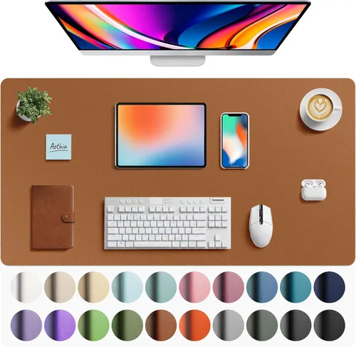 Vista 208 de Aothia - Protector de escritorio de cuero sintético grande, base antideslizante para mouse y superficie para escribir, impermeable, fácil de Agua