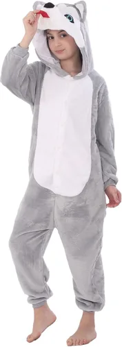 Vista 3 de WOYASIM Pijama de animal para niños, disfraz de una pieza, ropa de dormir, Halloween, Pascua, cosplay para niñas y niños