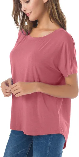 Vista 3 de Herou - Camiseta casual holgada de manga corta de verano, para mujer