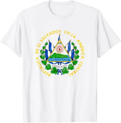 Vista 66 de Escudo de armas de El Salvador Salvadoran Distressed Design T-Shirt