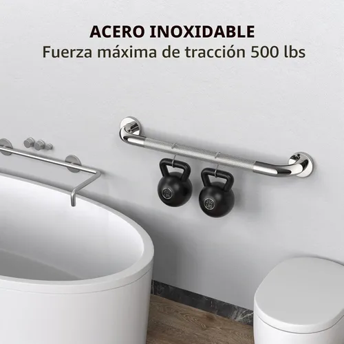 Vista 3 de ZUEXT Paquete de 2 barras de agarre antideslizantes cromadas de 24 pulgadas Cromo