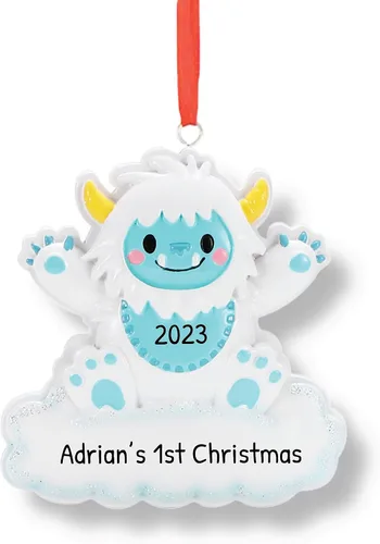 Vista 17 de Adornos personalizados para la primera Navidad del bebé 2024 – Adornos de Navidad personalizados para bebé niño, primera Navidad, adorno azul