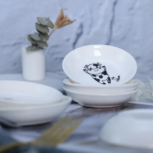 Vista 6 de Divertidos platos de cerámica con diseño de vaca y pájaro de caricatura, platos de condimentos, cuencos de sushi y soja, platos de aperitivo, platos